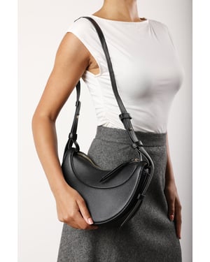 Where's That From Womens 'Envie' Crescent Faux Leather Shoulder Bag in Black