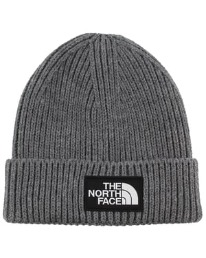 The North Face Logo Box Cuffed Grey Beanie
