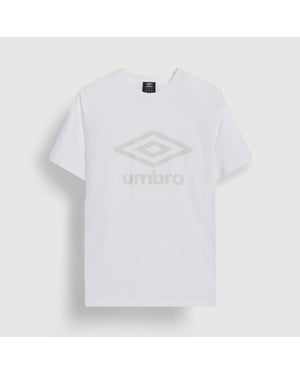 Umbro Heren Stacked Logo T-Shirt (Briljantwit/Oesterzwam)