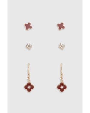 Burgundy Clover Earring 3 Pack