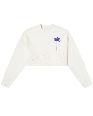 Palm Angels Pxp Geschilderde Cropped Crewneck Boter