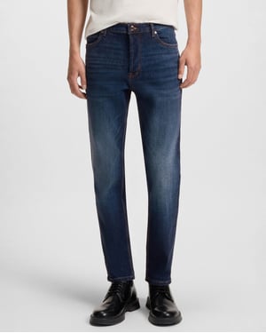 Tapered-Fit Jeans in Dark Blue