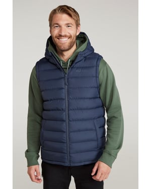 'Seasons' Men's Padded Gilet with Pockets Water Resistant Hooded Jacket Navy