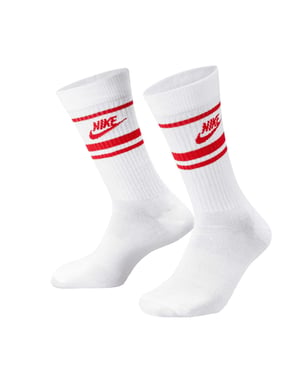 Nike Unisex Adult Sportswear Essential Everyday Crew Socks (Pack of 3) (White/Red)