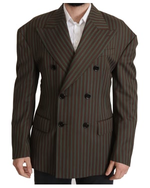 Dubbelzijdige Blazer met Bruine Groene Strepen