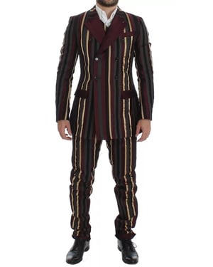 Veelkleurige Gestreepte Suit Dubbeldoorgeknoopte Blazer