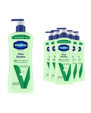 Vaseline Intensive Care Aloe Soothe Body Lotion, 6 pack, 600ml for Dry Skin Care