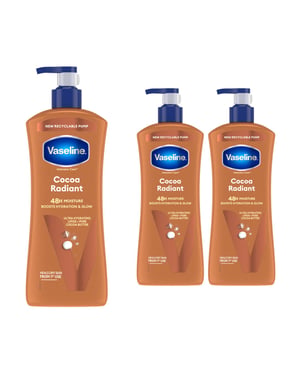 Vaseline Intensive Care Cocoa Radiant Body Lotion, 3 pack, 600ml for Dry Skin