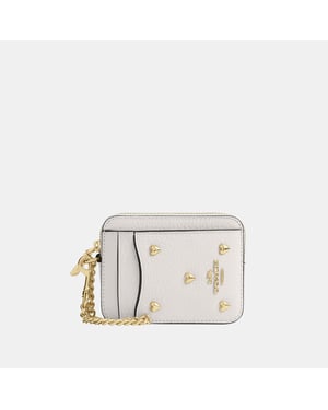 Zip Card Case With Heart Rivets