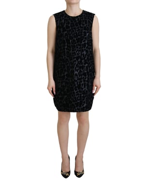 Fluwelen Mini-jurk met Luipaardprint Zonder Mouwen