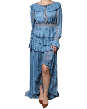 Pleated Maxi Dress High-low Hem
