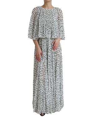 Gestreepte Plissé Maxi Jurk