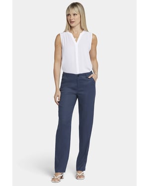 Marilyn Rechte Broek in Stretch Linnen | Oxford Marineblauw