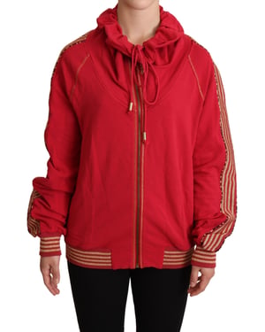Red Cowl Neck Zipup Hoodie
