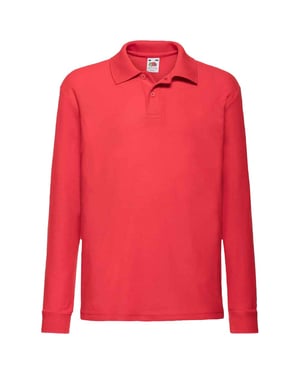 Fruit of the Loom Kinderen/Kinderen Lange Mouw Pique Polo Shirt (Rood)