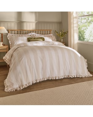 Wylder Nature Birdie Stripe Ruffle Duvet Cover Set