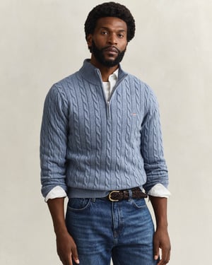 Half Zip Jumper in Light Blue