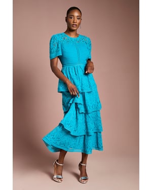 Tiered Lace Midi Dress