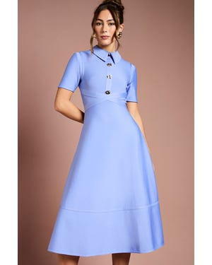Bandage Knit Short Sleeve Shirt Midi Dress