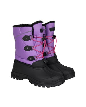 'Whistler' Kids Snow Boots with Deep Lugs Sherpa Lined Snow Proof Shoes Purple