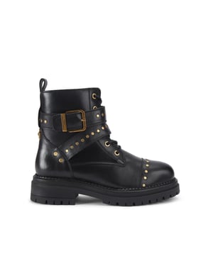 Kurt Geiger London Leather Buckle Stud Ankle Boots