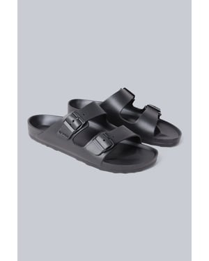 'Shore' Men's Sliders Lightweight Slip On Cushioned Adjustable Strap Sandals Black