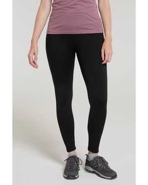 Women's Borg Lined Leggings Comfy Thermal Base Layer Bottoms Black