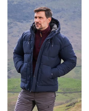 'Manta' Men's Borg Lined Jacket Isotherm Water Resistant Padded Coat Navy
