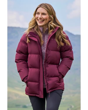 'Snow' Women's Padded Jacket Water Resistant Full Zip Warm Cosy Coat Burgundy