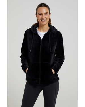 'Snaggle' Women's Hooded Fleece Jacket Everyday Winter Coat Black