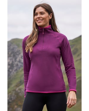 'Montana' Women's Microfleece Jacket Half Zip Breathable Quick Dry Sweater Berry
