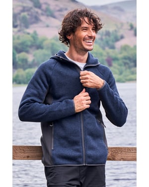 'Treston' Men's Hooded Fleece Sweater Antipill Stretchy Winter Coat Navy