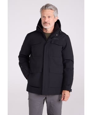 'Concord' Men's Extreme Down Jacket Waterproof Hooded Full Zip Long Winter Coat Black