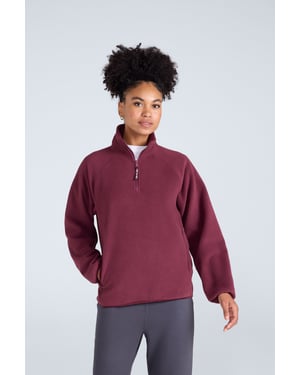 'Stockholm' Women's Fleece Jacket Half Zip Warm Cosy Sweater Berry