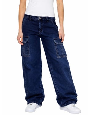 Enzo | Womens Cargo Baggy Jeans