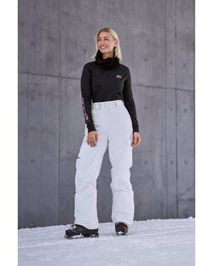 'Glaze' Women's Snow Pants Casual Straight Leg Adjustable Waist Winter Trouser White