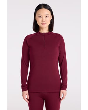'Talus' Women's Base Layer Top Half Zip Thermal Long Sleeved Tee Berry