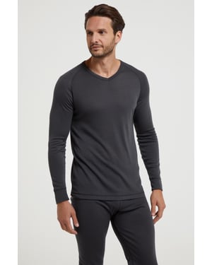 'Talus' Men's V Neck Base Layer Top Thermal Quick Drying Winter Tee Charcoal