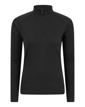 'Talus' Women's Base Layer Top Half Zip Thermal Long Sleeved Tee Black