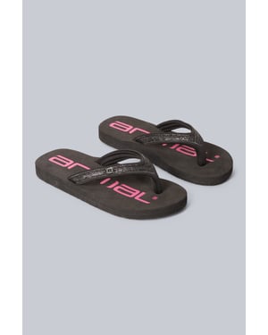 'Swish' Kids Flip Flops Slip On Lightweight Comfortable Walking Beach Slippers Black