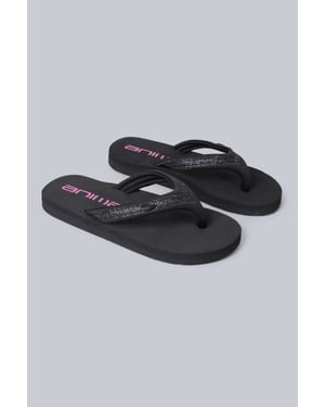 'Swish' Kids Flip Flops Slip On Lightweight Comfortable Walking Beach Slippers Charcoal
