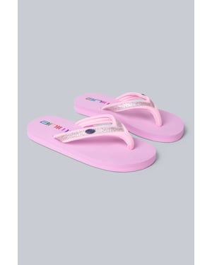 'Swish' Kids Flip Flops Slip On Lightweight Comfortable Walking Beach Slippers Pink