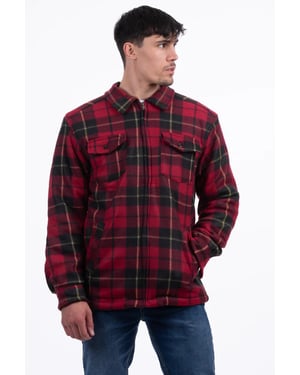 Port Nova Mens Fleece Lined Check Shirt Jacket Zip