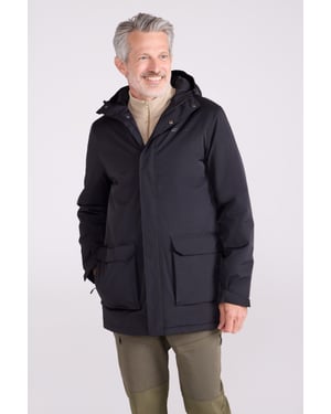 'Ranger' Men's Padded Parka Jacket with Adjustable Hood Water Resistant Coat Black