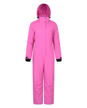 'Cloud' Women's Ski Suit Insulated Waterproof Adjustable Hood Zip Up Snowsuit Pink