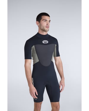 'Slater' Men's Shorty Wetsuit with Back Entry Zip Neoprene Swimwear Black