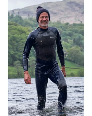 Men's Full Length Neoprene Wetsuit with Easy Glide Zip Swimwear Black