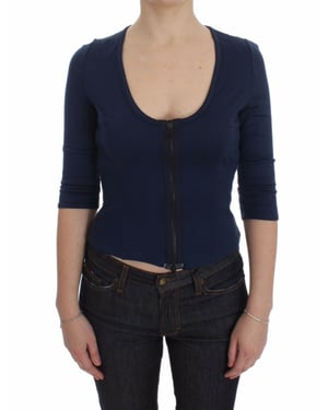 Exte Zipup Blouse Three Quarter Sleeves