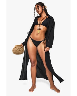 Crinkle Cotton Maxi Beach Shirt