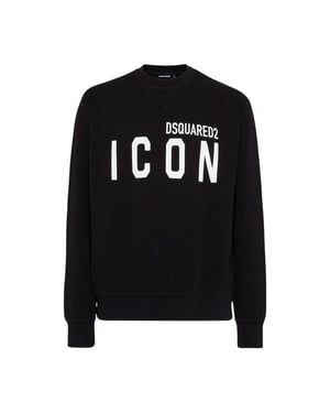 Dsquared2 Zwarte Sweater Met Ronde Hals, Grote Maat Met Wit Logo